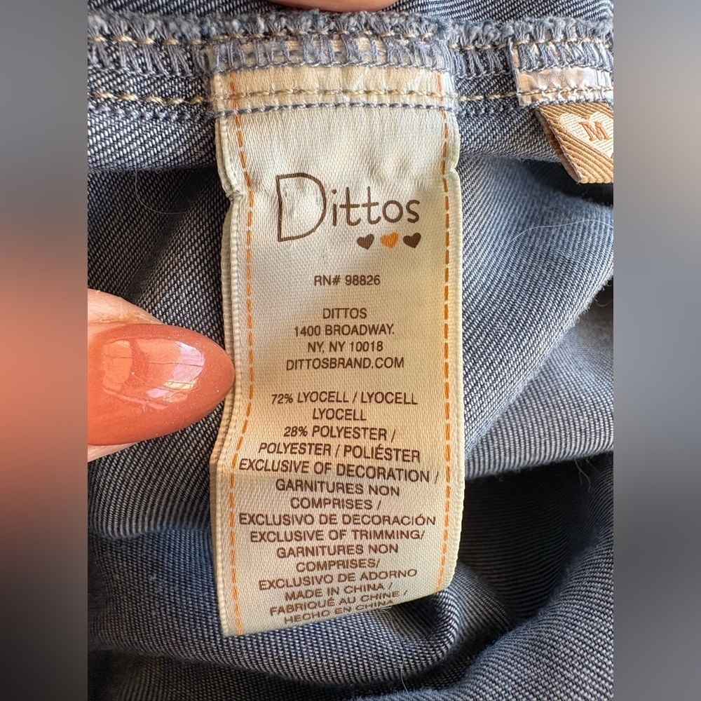 Dittos Doux women’s Dark Blue button down Denim Jean mini dress pockets sz M - Picture 10 of 10